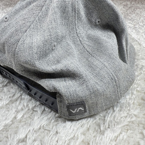 RVCA Hat Cap Snap Back Gray Hex Patch Wool Blend Mens Preppy Casual Dadcore - Picture 6 of 13